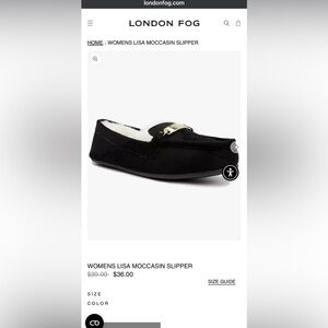 London fog women’s Lisa Moccasin slipper black size 7